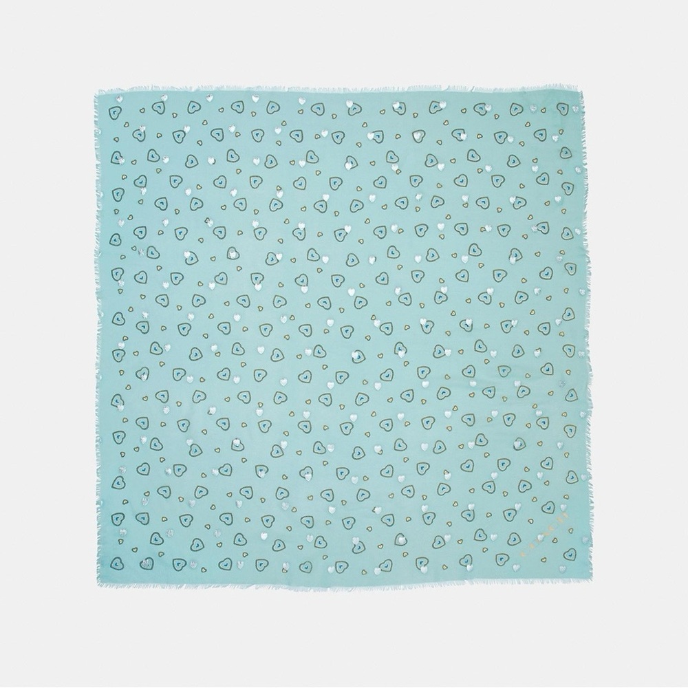 Coach Western Heart Oversized Square Scarf